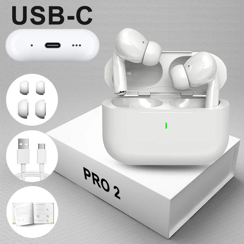 Air Pro 2 Wireless Earphones Bluetooth Headset TWS Earbuds USB-C Type Cable Pop-up Window For IOS Android With Box Full Set